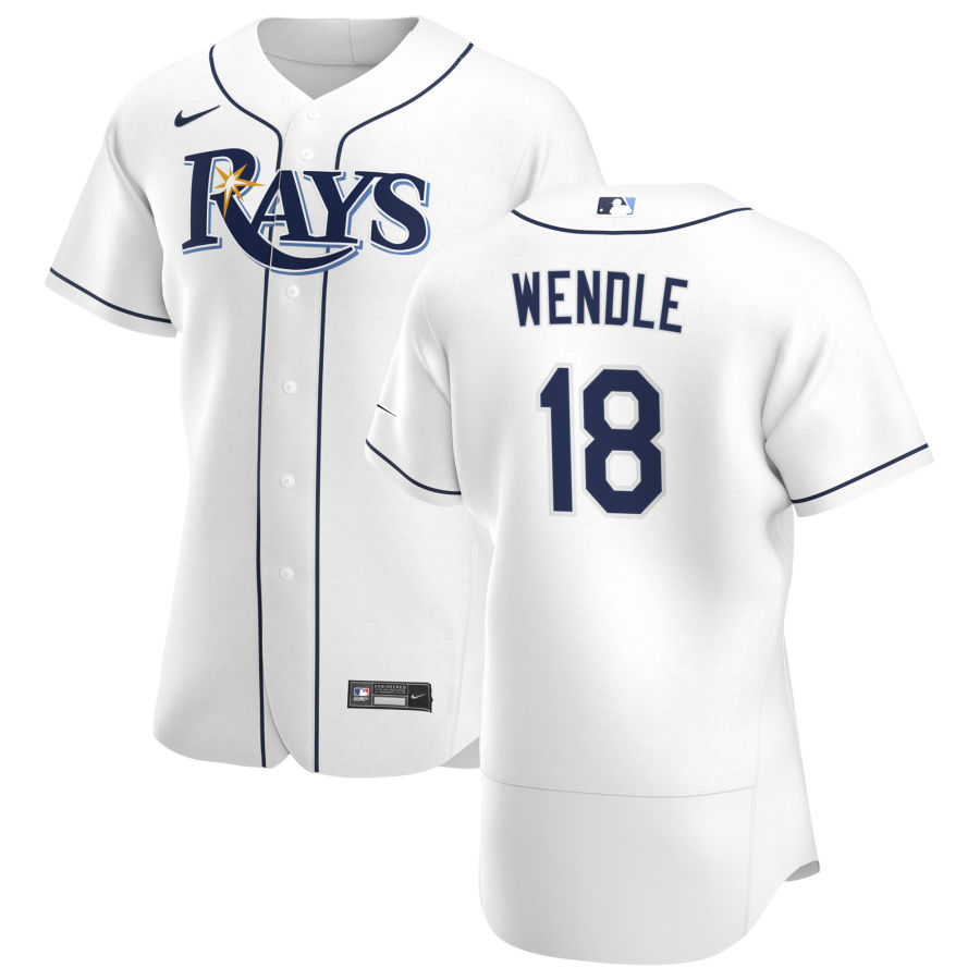 Tampa Bay Rays #18 Joey Wendle Men Nike White Home 2020 Authentic Player MLB Jersey